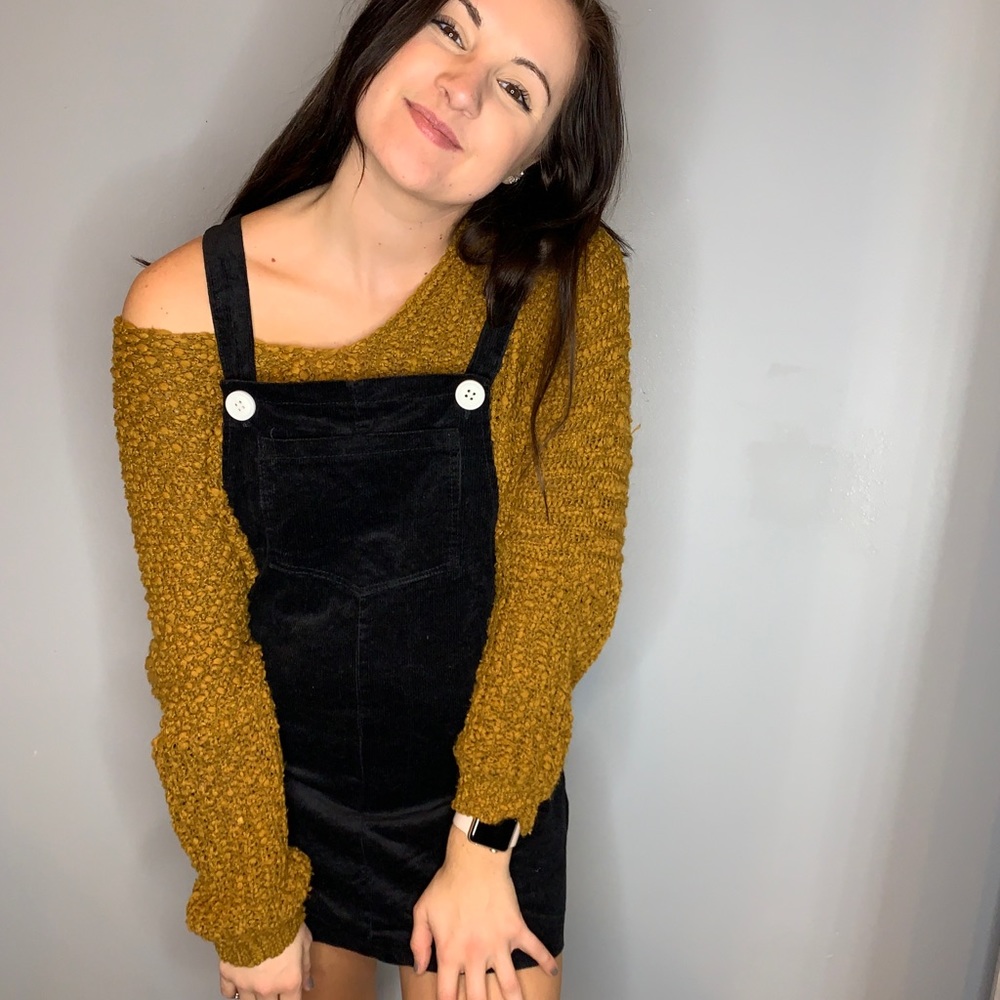 Black suede overall dress
